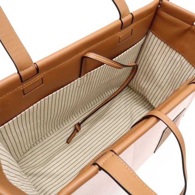 LOEWE ロエベ クッショントート スモール トートバッグ ショルダーバッグ キャンバス レザー ライトピンク ブラウン 330.02AA93