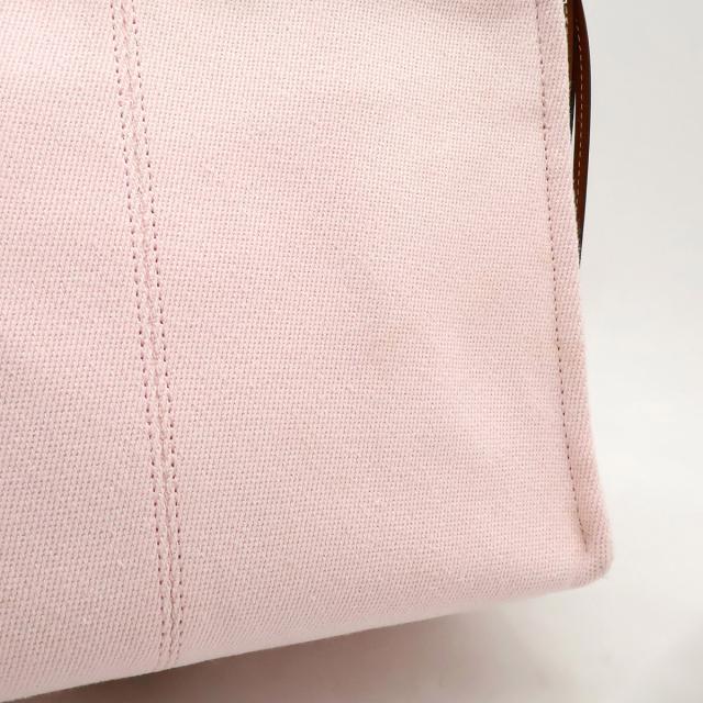 LOEWE ロエベ クッショントート スモール トートバッグ ショルダーバッグ キャンバス レザー ライトピンク ブラウン 330.02AA93