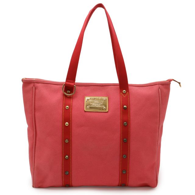 LOUIS VUITTON ルイ ヴィトン アンティグアライン カバGM トートバッグ ショルダーバッグ スタッズ キャンバス ローズ ピンク M40082