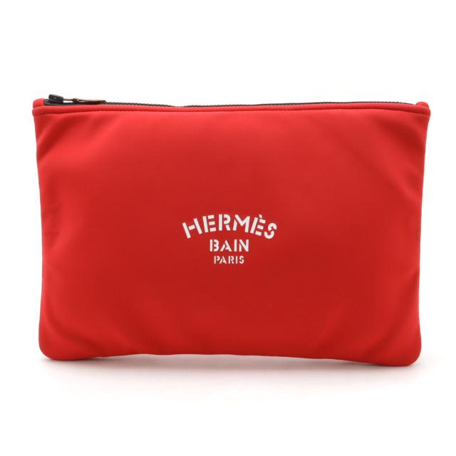 HERMES エルメス ネオバンGM マルチポーチ クラッチバッグ セカンドバッグ ポリアミド エラスタン レザー レッド 赤