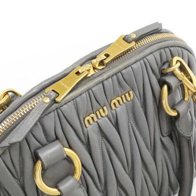 ミュウミュウ MIUMIU ギャザー マテラッセ ハンドバッグ レザー グレージュ RN0473 本物保証 布袋付