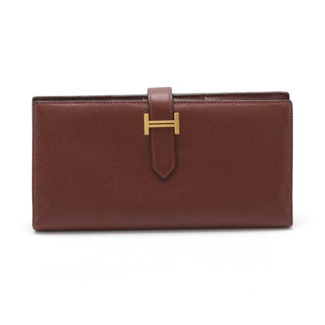 ✨エルメス HERMES 長財布 ベアンスフレ ダークブラウン 新型 □G 財布