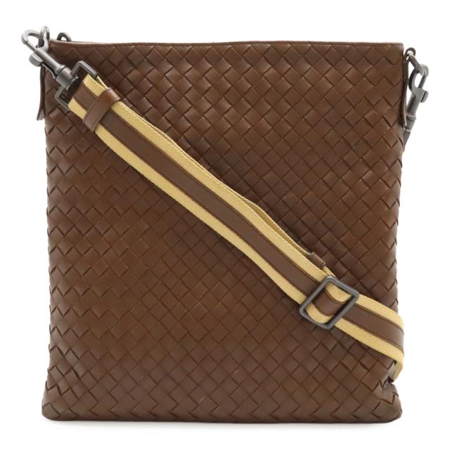 ボッテガヴェネタ イントレチャート ショルダーバッグ レザー ブラウン ボッテガヴェネタ マキシイントレチャート カセット レザー ショルダー