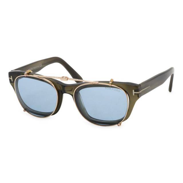 TOM FORD トム フォード 伊達メガネ サングラス アイウェア クリップオンサングラス 2WAY ウェリントンシェイプ クリア カーキ系 FT5252