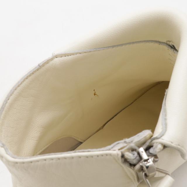 CHANEL シャネル ファブリック ロゴ ショートブーツ レザー アイボリー