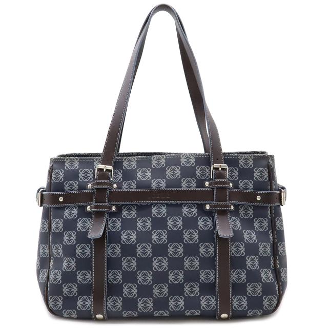 ショルダーバッグ トートバッグ PVC/レザー ブルー×ネイビー