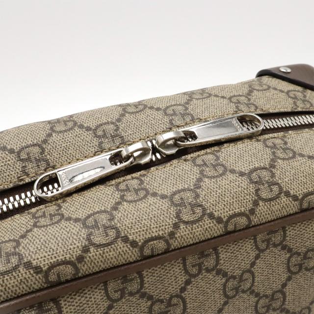 GUCCI グッチ GGスプリーム ショルダーバッグ 斜め掛け PVC レザー スタッズ ベージュ 茶 ダークブラウン シルバー金具 201538 GUCCI グッチ GGスプリーム ショルダーバッグ 斜め掛け PVC レザー