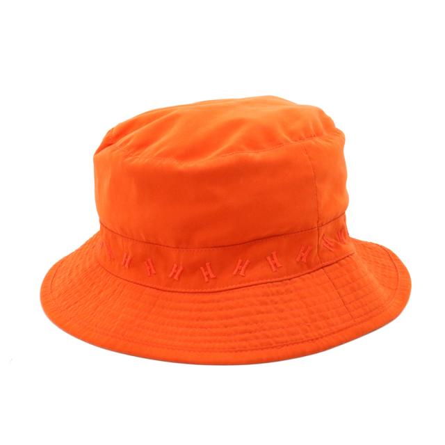 HERMES エルメス Hロゴ ハット帽 帽子 バケットハット ボブハット ハット オレンジ レディース 57 HERMES エルメス Hロゴ バケット ハット 帽子 シルク レディース