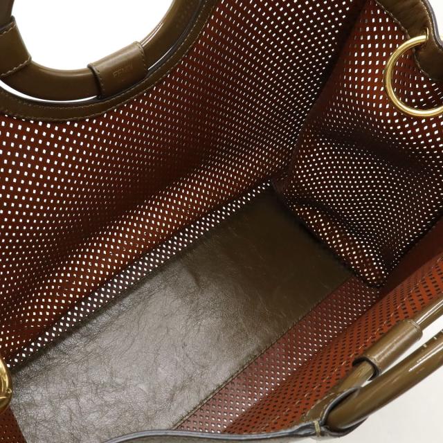 FENDI フェンディ ラナウェイ ショッパー ハンドバッグ トートバッグ ラージトート  レザー アイボリー ブラウン 茶 8BH351 FENDI フェンディ ラナウェイ ショッパー ハンドバッグ トートバッグ