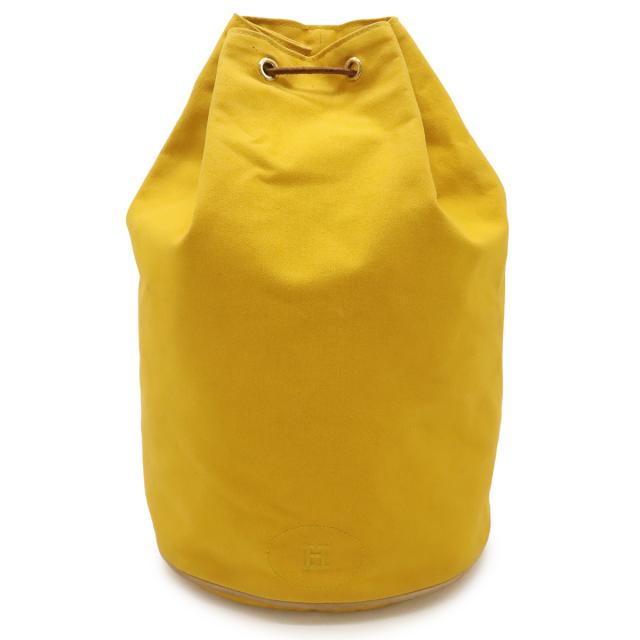 HERMES エルメス ポロションミミルGM ショルダーバッグ ワンショルダー セミショルダー 巾着 キャンバス レザー マスタード イエロー 黄色