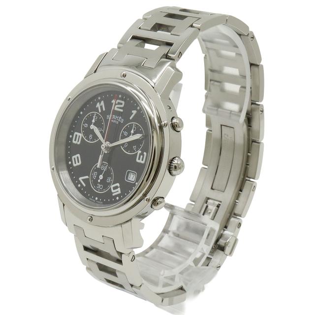 HERMES エルメス クリッパー クロノグラフ デイト ブラック文字盤