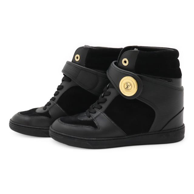 LOUIS VUITTON ルイ ヴィトン ポストマーク ライン スニーカー シューズ ハイカット レースアップ エピレザー ノワール 黒 ブラック #36 1/2 23.5cm
