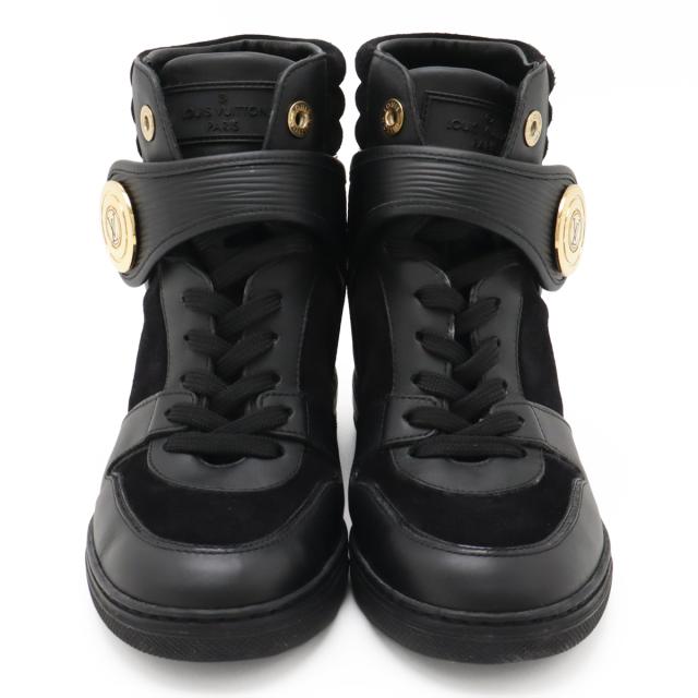 LOUIS VUITTON ルイ ヴィトン ポストマーク ライン スニーカー シューズ ハイカット レースアップ エピレザー ノワール 黒 ブラック #36 1/2 23.5cm
