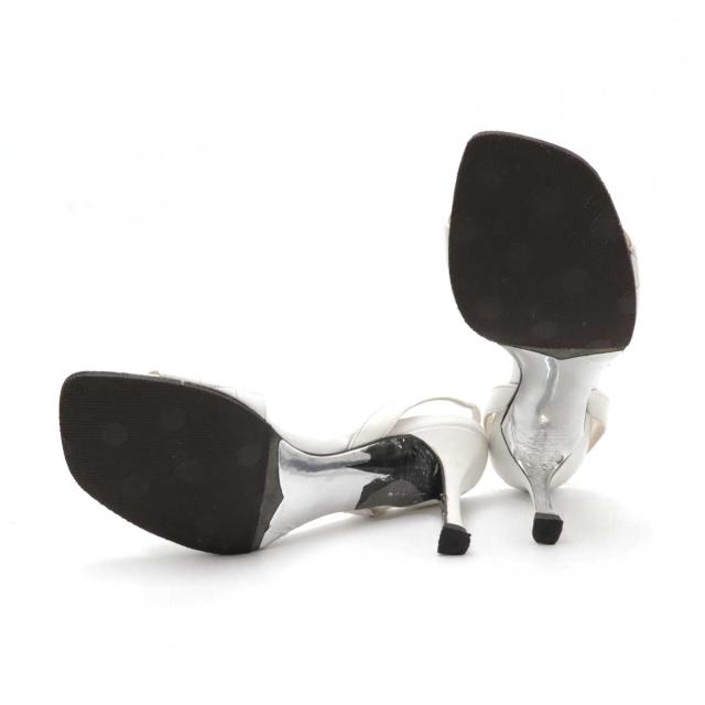 CHANEL シャネル チョコバー サンダル ミュール バックストラップ レザー ホワイト 白 #35 日本サイズ約22.5cm CHANEL シャネル チョコバー サンダル ミュール バックストラップ