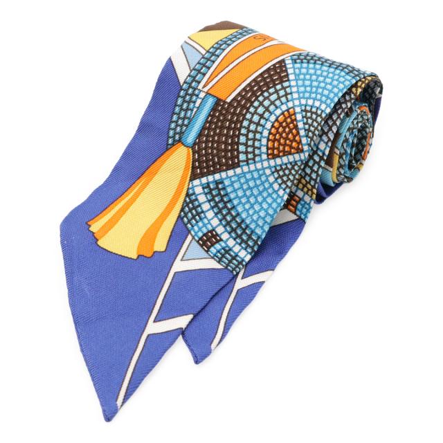 HERMES エルメス TWELL ツイリー ツイル トゥイリー スカーフ バッグスカーフ バッグアクセサリー 草原のインディアンアート シルク100% ブルー