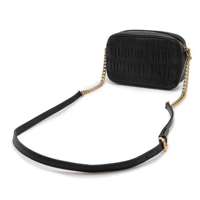 PRADA プラダ ナッパ ゴーフル ギャザー ショルダーバッグ ポシェット レザー NERO 黒 ブラック ゴールド金具 国内アウトレット購入品 1BH112