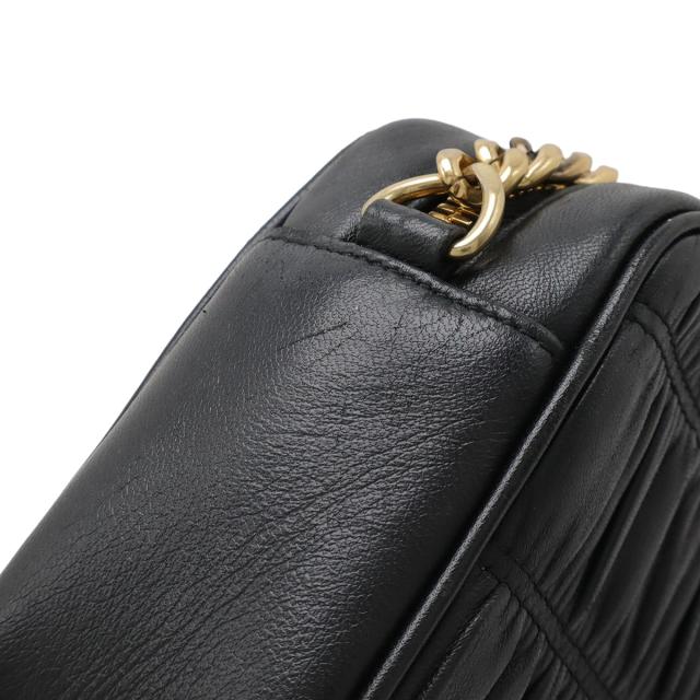 PRADA プラダ ナッパ ゴーフル ギャザー ショルダーバッグ ポシェット レザー NERO 黒 ブラック ゴールド金具 国内アウトレット購入品 1BH112