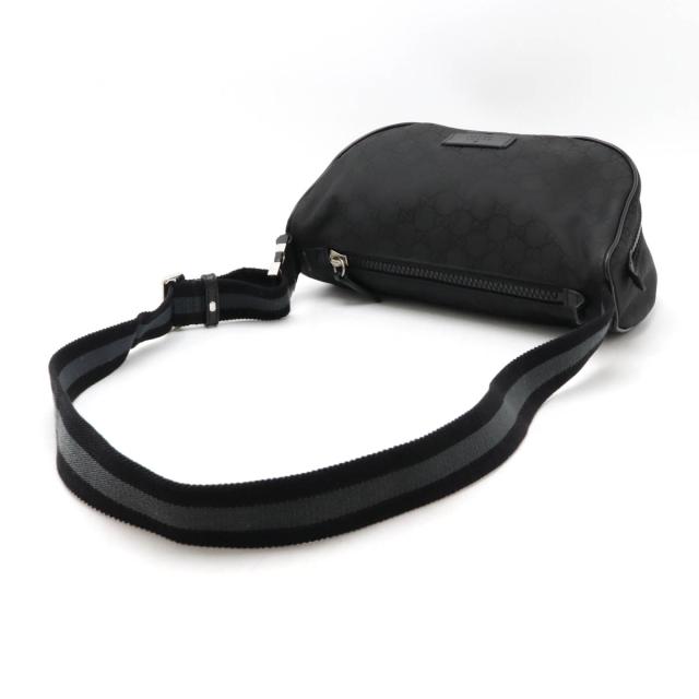 GUCCI グッチ ウエストバッグ／ボディバッグ ブラック ナイロン × レザー GUCCI グッチ レザー ベルトバッグ ボディバッグ ウエストバッグ