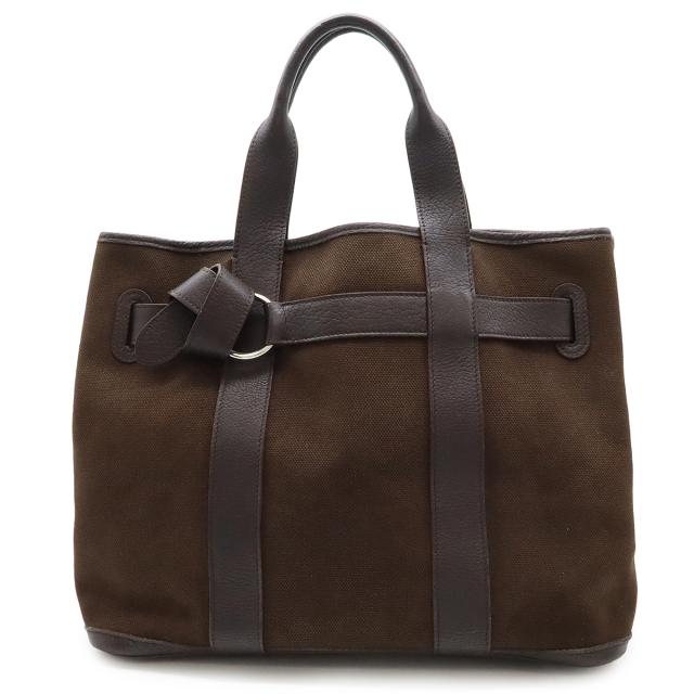 HERMES ◇サックイブー PM ハンドバッグ キャンバス レザー ブラック