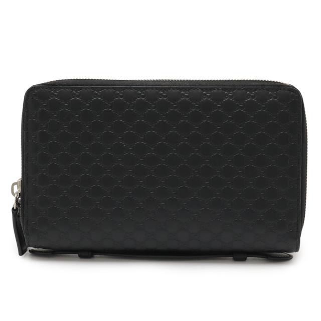 GUCCI グッチ マイクログッチシマ トラベルケース クラッチバッグ オーガナイザー 長財布 レザー ブラック 黒 アウトレット品 449246