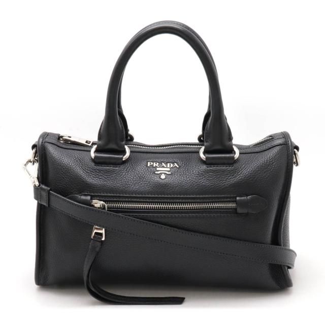 PRADA プラダ ハンドバッグ 2WAY ショルダーバッグ 斜め掛け レザー NERO 黒 ブラック シルバー金具 1BB022