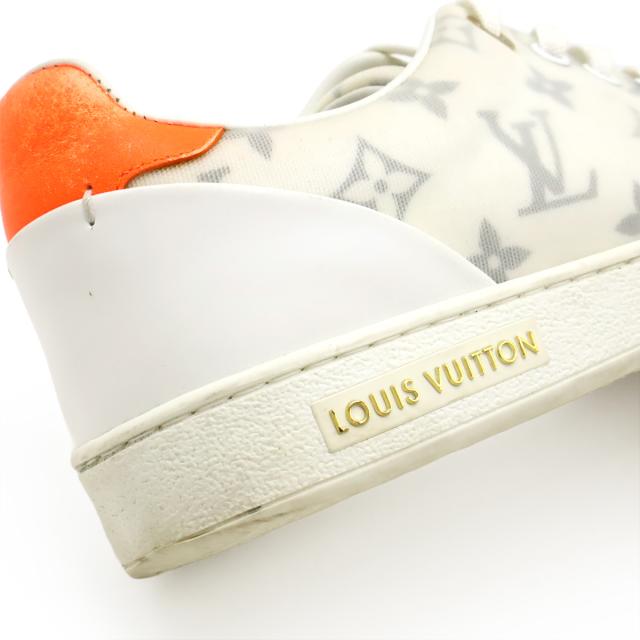 LOUIS VUITTON ルイ ヴィトン フロントロー ライン スニーカー モノグラム ファブリック ホワイト オレンジ #37 1/2 日本サイズ約24cm LOUIS VUITTON ルイ ヴィトン フロントロー ライン スニーカー