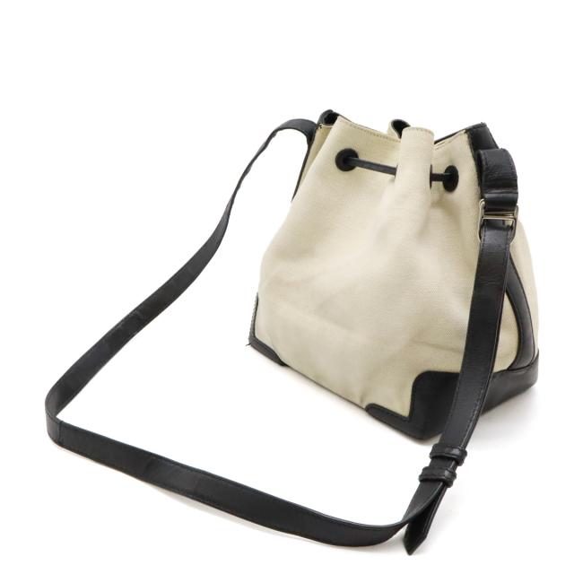 BALENCIAGA ネイビー バケット キャンバス ショルダーバッグ 巾着