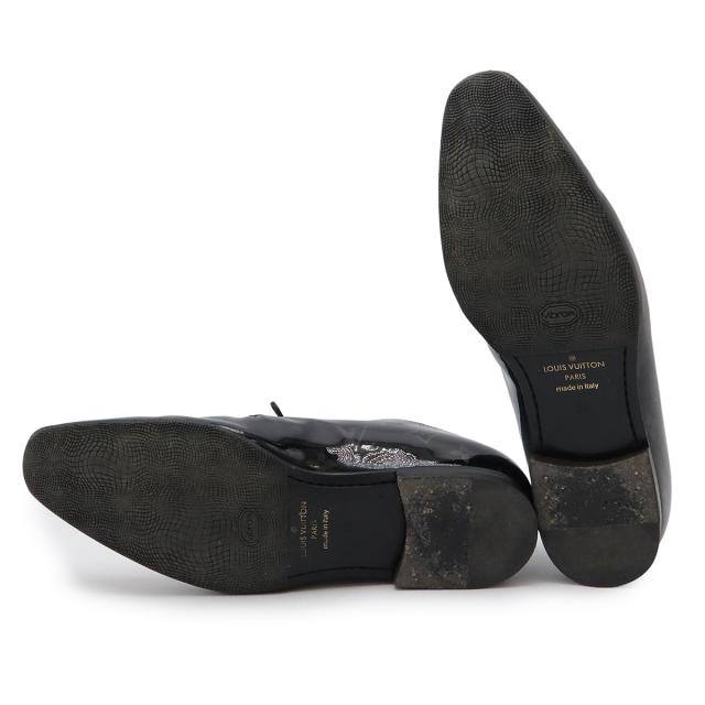 LOUIS VUITTON ルイ ヴィトン ヴァンドーム ライン ダービー ドレスシューズ ビジネスシューズ レザー エナメル 黒 ブラック #6 1/2 25.5cm