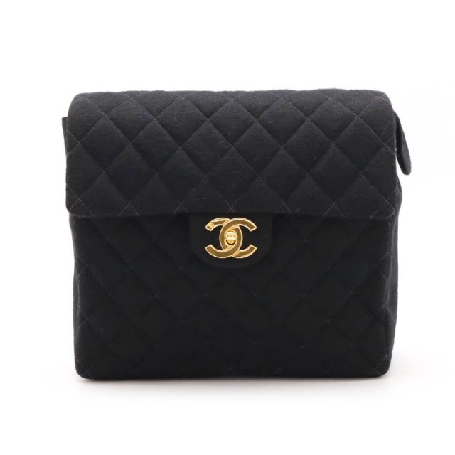 CHANEL シャネル マトラッセ ココマーク チェーンショルダー バックパック リュックサック コットンジャージー レザー ブラック ゴールド金具