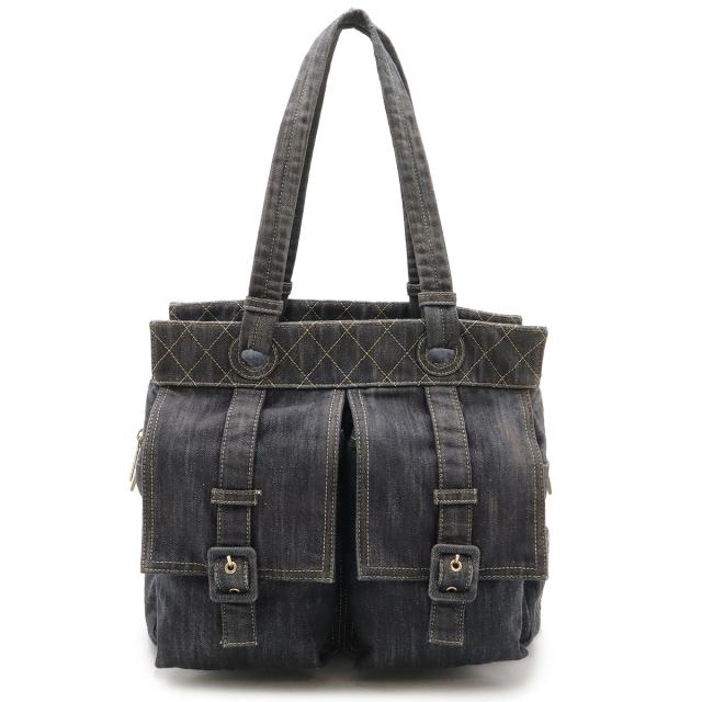 CHANEL シャネル スパークリングデニム ココマーク トートバッグ ショルダーバッグ セミショルダー 肩掛け インディゴブルー ゴールド金具