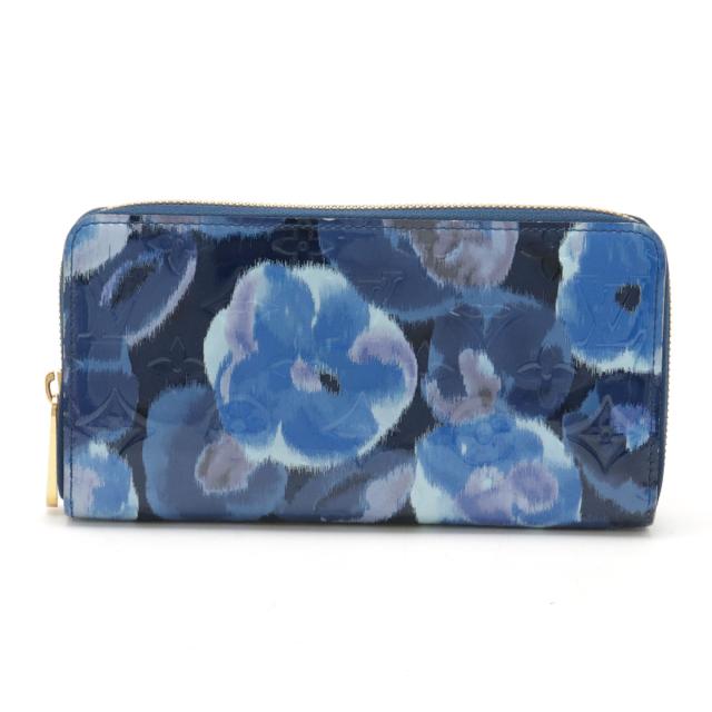 LOUIS VUITTON ルイ ヴィトン ヴェルニ イカットフラワー ジッピーウォレット ラウンドファスナー 長財布 エナメル グランブルー 青 M90018