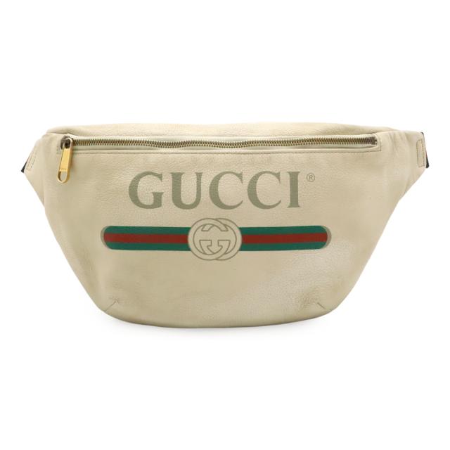 GUCCI グッチ グッチプリント シェリーライン ベルトバッグ ボディバッグ ウエストポーチ レザー アイボリー ホワイト 白 ゴールド金具 530412