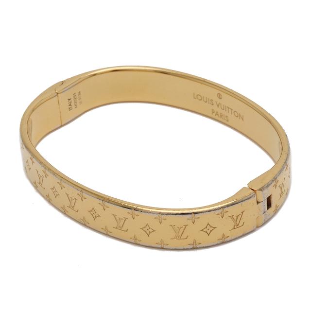 Louis Vuitton モノグラムバングル Sサイズ LOUIS VUITTON ルイ ヴィトン カフ ナノグラム バングル ブレスレット