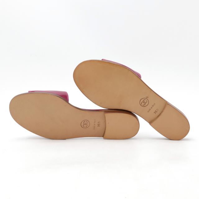 CHANEL シャネル ココマーク ミュール サンダル レザー フューシャ