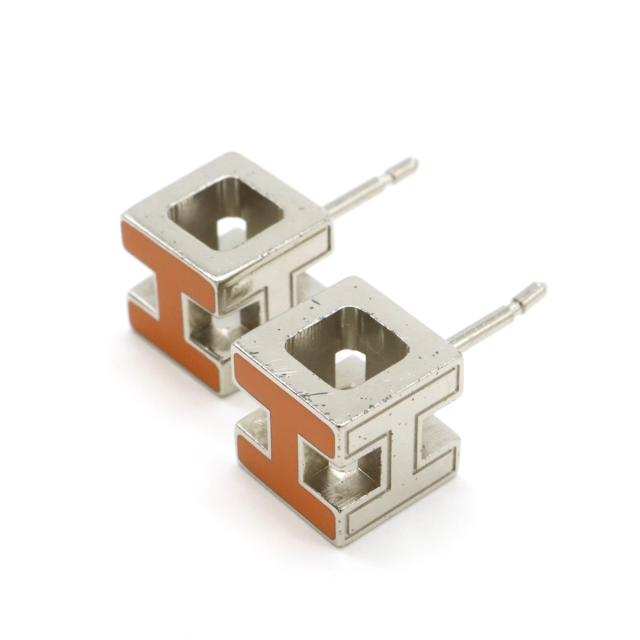 Rico　エルメス　Hキューブ 片耳　オレンジカージュドアッシュピアス Rico エルメス Hキューブ 片耳 オレンジカージュドアッシュピアス