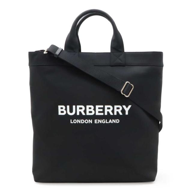 BURBERRY バーバリー ARTIE アーティ ロゴプリント トートバッグ 2WAY ショルダーバッグ 斜め掛け 縦長 ナイロン レザー ブラック 黒 8026233