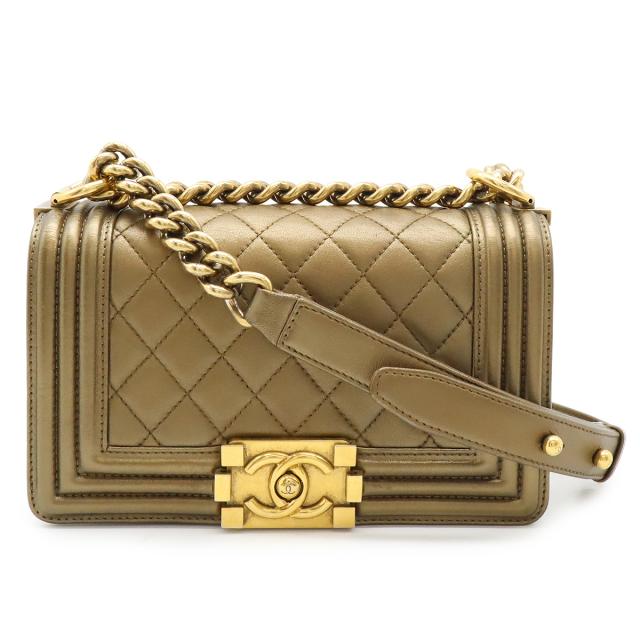 CHANEL シャネル ボーイシャネル20 マトラッセ ココマーク チェーンショルダーバッグ 斜め掛け レザー ブロンズゴールド ゴールド金具 A67085