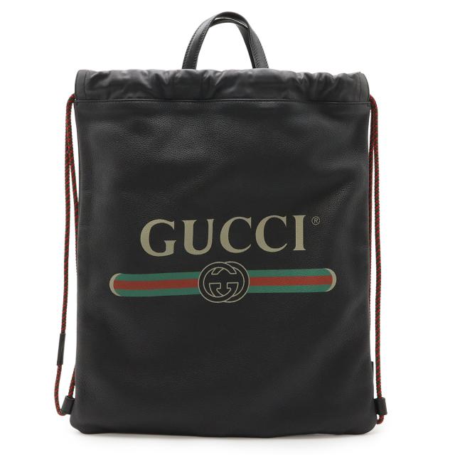 GUCCI グッチ グッチプリント ココ キャピタン ドローストリング バックパック リュックサック 2WAY トートバッグ レザー ブラック 黒 494053