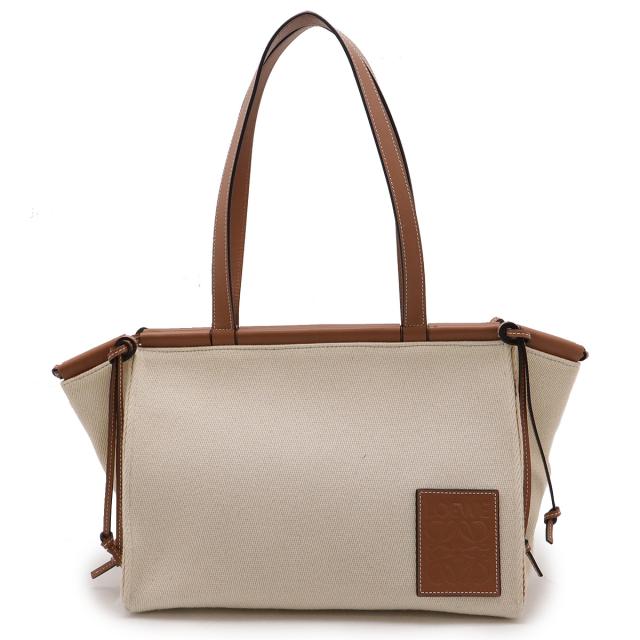 LOEWE ロエベ クッショントート スモール トートバッグ ショルダーバッグ セミショルダー レザー ライトオーツ ベージュ