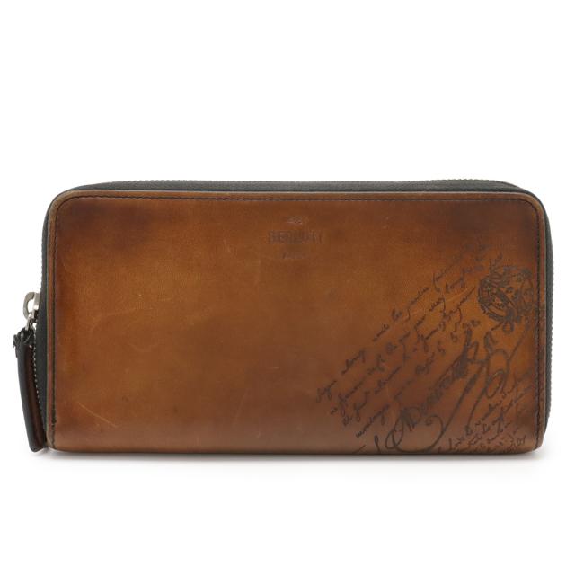 Berluti ベルルッティ カリグラフィー イタウバ ロングジップウォレット ラウンドファスナー 長財布 スクリットレザー ブラウン 茶