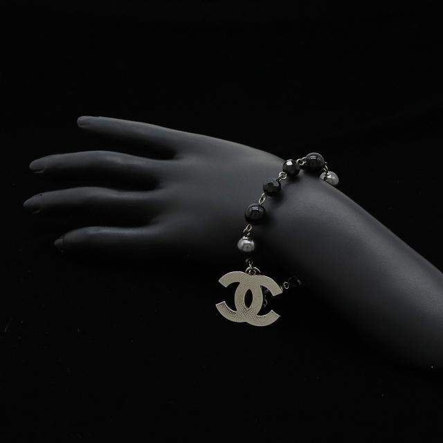 CHANEL シャネル ココマーク ビーズ ブレスレット ブラック×シルバー ブランドアクセサリー 北βTK2 中古CHANEL シャネル ココマーク 2016年 ブレスレット質屋