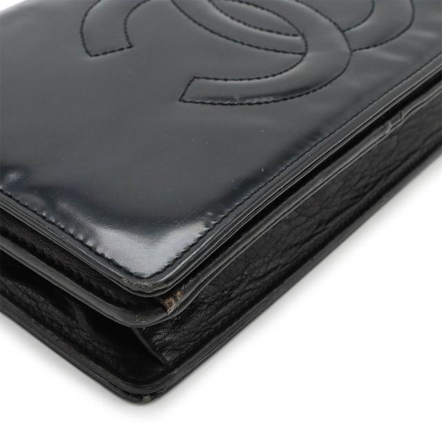 CHANEL デカココ 長財布 エナメル 黒 パテントレザー CHANEL シャネル パテントレザー(エナメル) チェーンウォレット