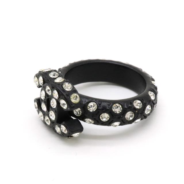 CHANEL シャネル ココマーク ラインストーン リング 指輪 ブラック 黒