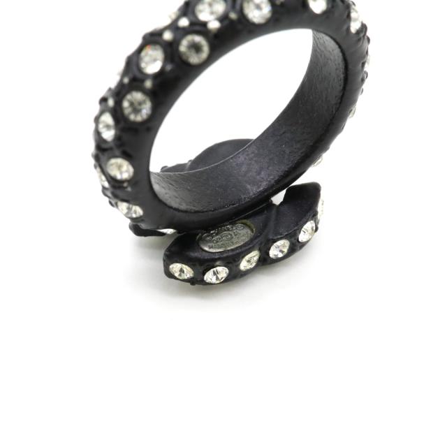 CHANEL シャネル リング 指輪 ラインストーン ココマーク 黒 ゴールド CHANEL シャネル リング 指輪 ラインストーン ココマーク 黒 ゴールド