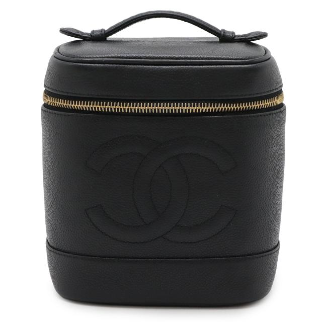 CHANEL シャネル ココマーク バニティバッグ ハンドバッグ 化粧ポーチ コスメポーチ キャビアスキン レザー ブラック 黒 ゴールド金具 A01998 バッグ