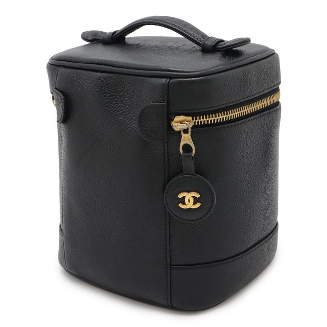 CHANEL シャネル ココマーク バニティバッグ ハンドバッグ 化粧ポーチ コスメポーチ キャビアスキン レザー ブラック 黒 ゴールド金具 A01998 バッグ