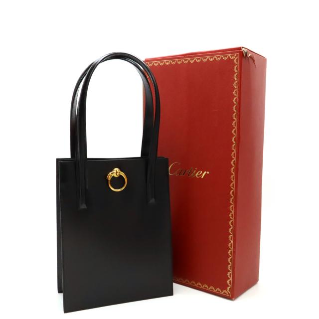 美品【Cartier】ハンドバッグ パンテール レオパード ブラック