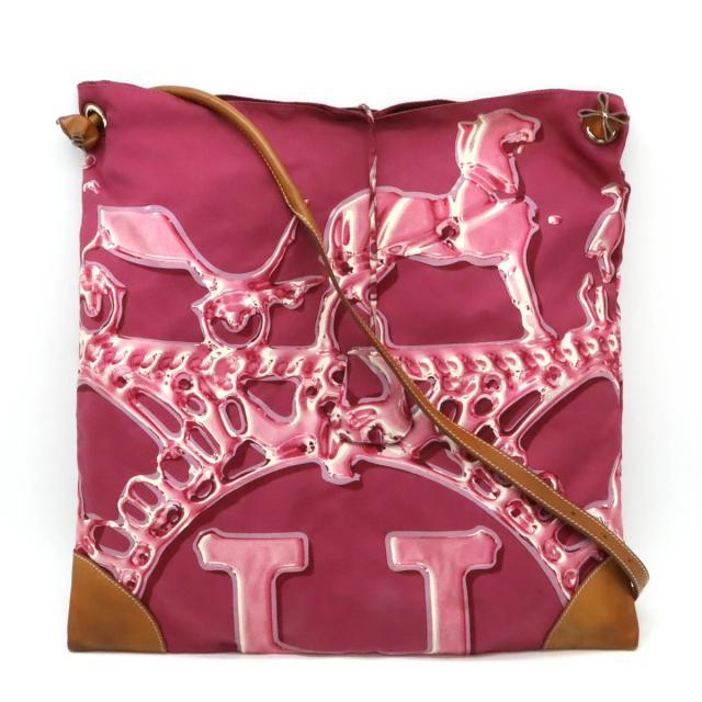 HERMES エルメス シルキーシティMM ショルダーバッグ シルク レザー ピンクパープル系 ブラウン ポーチ欠品 □O刻印