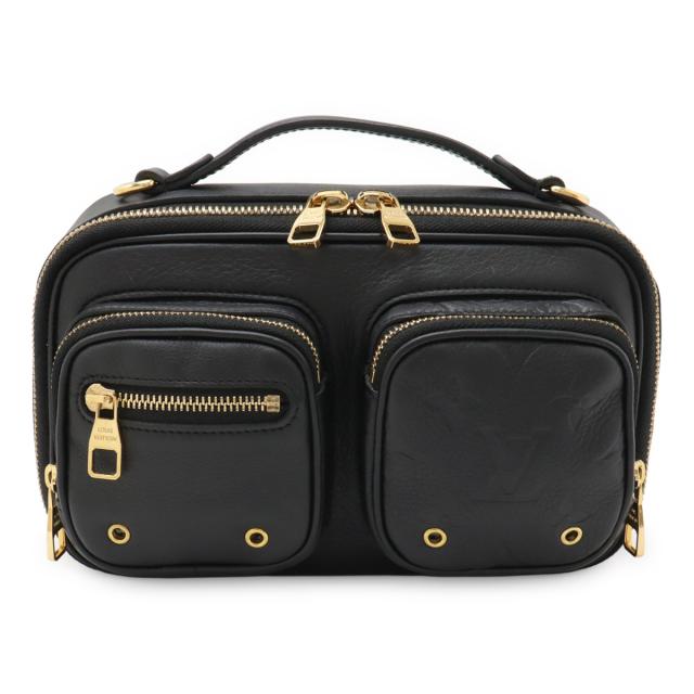 LOUIS VUITTON ルイ ヴィトン ユーティリティ クロスボディ ショルダーバッグ 2WAY クラッチバッグ レザー ブラック 黒 ゴールド金具 M80450