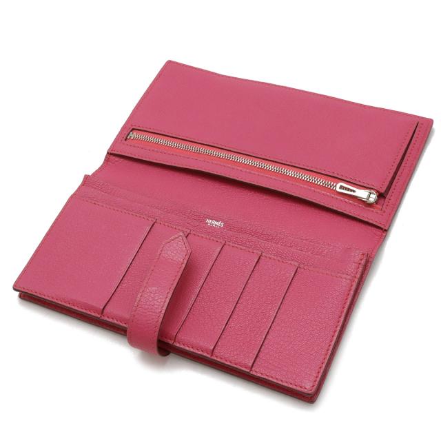 HERMES ゴールド金具　エルメスべアンスフレ　サーモンピンク長財布二つ折り HERMES ゴールド金具 エルメスべアンスフレ サーモンピンク長財布二